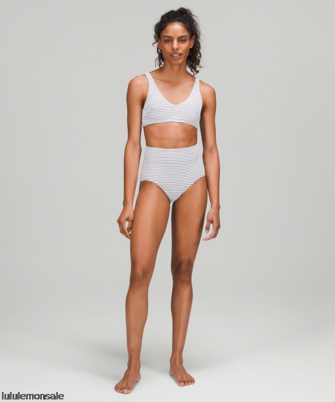 Lululemon Damen DELULU508 | Lululemon Deutschland Weiß Gesmokte Badehose Hohe Taille